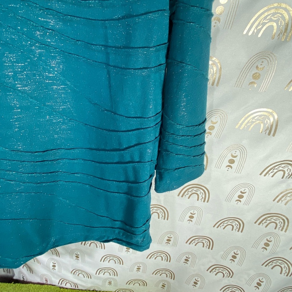 Vera Wang Teal Textured Blouse - Picture 5 of 6
